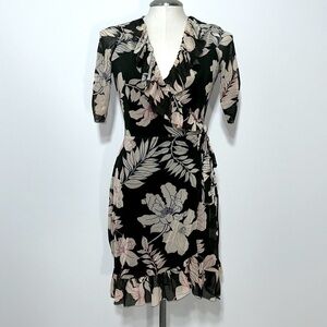 Anthropology Sanctuary V-Neck Short Sleeve Floral Wrap Mini Dress S NWT